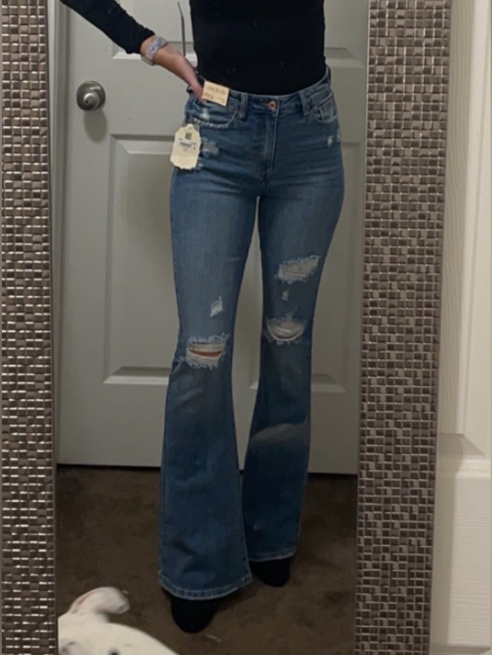 Altar’s State Distressed High-Rise Flare Jeans